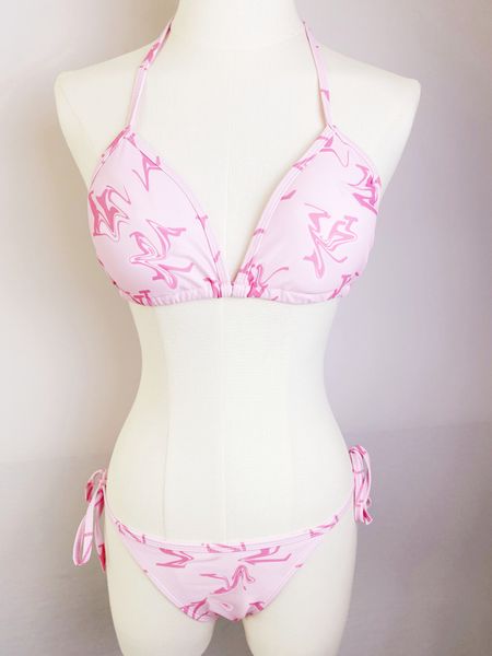 

designer fashionable swimsuit for women 2 pieces bikini sets with letters flower print swimwear bathing suits, White;black