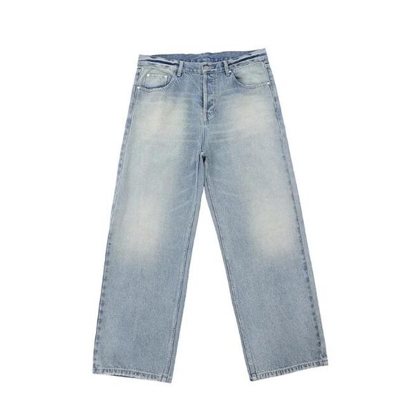 

wash jeans denim men women straight pants, Blue