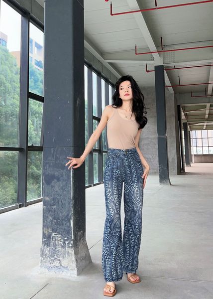 

designer jeans chrome the cross printed washed light into old straight loose jean mens woman mid waist long pants hearts splash ink loose ca, Blue