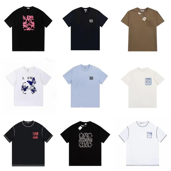 

designers mens t shirts mens womens loewees tees letter loewe pattern man s casual chest shirt luxurys clothing street shorts sleeve clothe, White;black