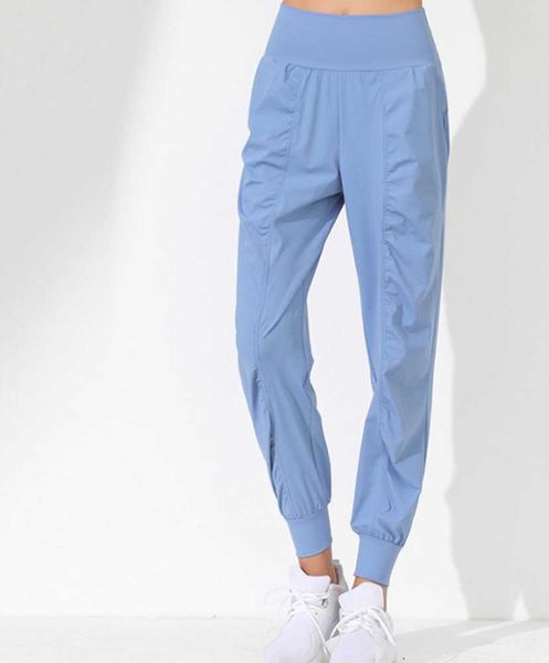 

l-8802 women yoga studio pants outfit ladies quickly dry drawstring running sports trousers loose dance jogger girls yoga pants for bunched
