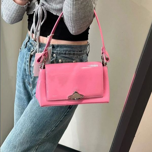 

leather women's patent bags premium brand saturn niche design shoulder bag