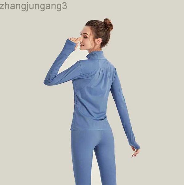 

designer jackets new autumn and winter fitness running long sleeve high collar zipper coat quick drying loose women's yoga suit lululem, Black;brown
