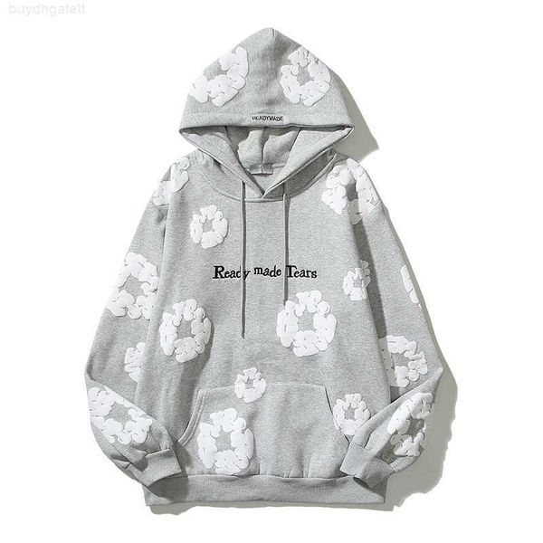

men's jeans winter readymade style vintage foam kapok print graffiti hoodie, Blue