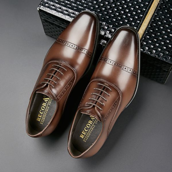 

oxford shoes men pu low heel solid color carved lace up business gentleman single shoes comfortable business dress shoes, Black