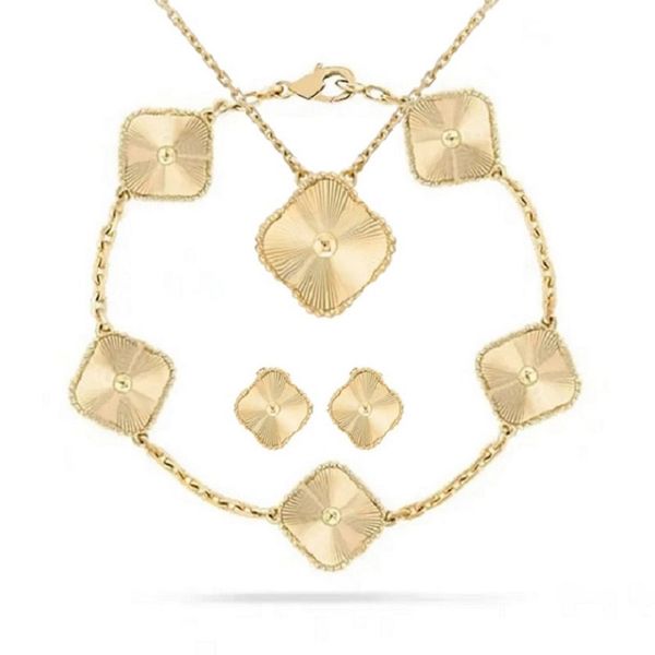 

four leaf clover necklace fashion designer jewelry set van pendant necklaces bracelet earring gold 925 silver mother of pearl love flower ne