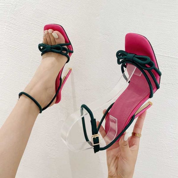 

2022 summer new fashion slim button strap high heel women's sandals 35-42, Black