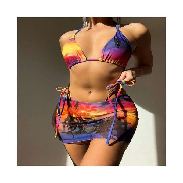 

swimwear lacing ladies three piece set skirt split swimsuit, White;black