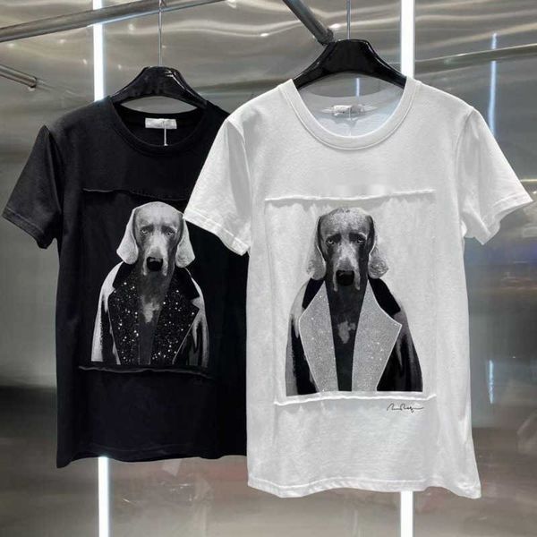 

summer t shirt womens fashion max designer shirt diamond embroidery tshirts cotton round neck loose short sleeve women tee clothing, White