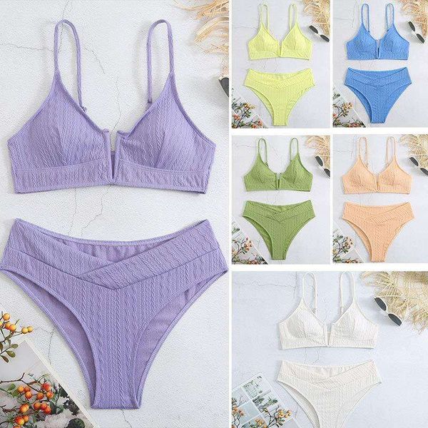 

womens swimsuit high waist bikini fashion split fabric material, White;black