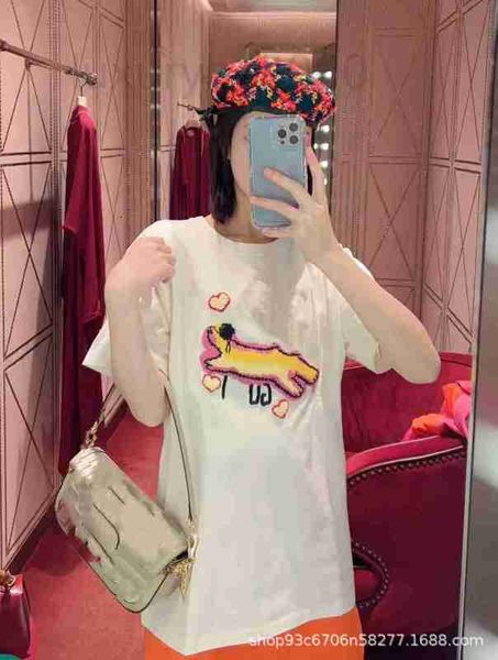 

women's t-shirt designer 23ss new rabbit print loose relaxed thread round neck men's and couple t-shirt 7nan, White