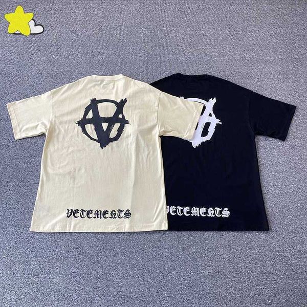 

9ft4 men's t shirts high street cotton loose vetements t shirt men women 1 casual tee embroidery big printing vtm short sleeve, White;black