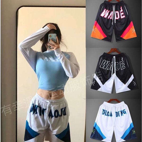 

american high street shorts quick-drying but knee-length four-point basketball pants fitness running training sports quick-drying summer tid, White;black