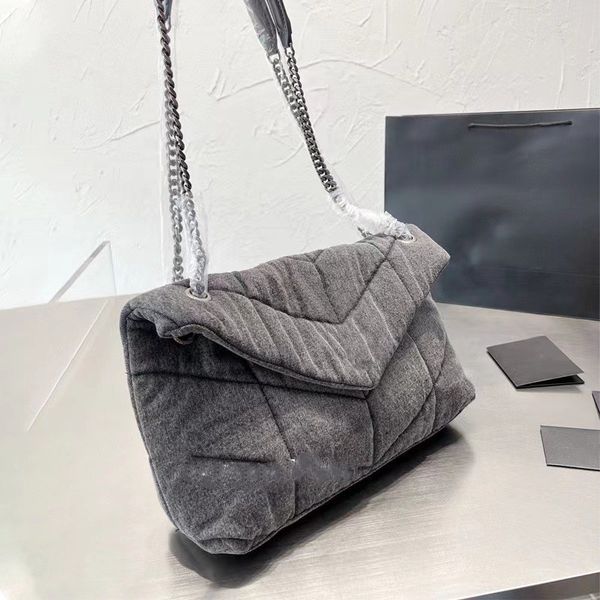 

designers shoulder bag wallet women leather crossbody bags casual loulou purse fashion denim handbags ladies metal chain clamshell messenger
