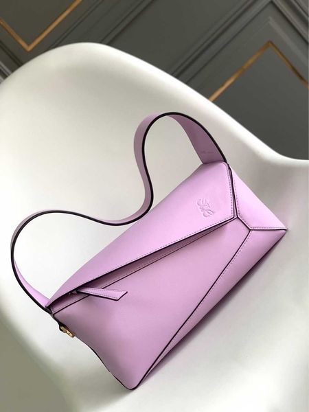 

new pink purple hobo geometric underarm bag cowhide advanced versatile commuter one shoulder women's high quality