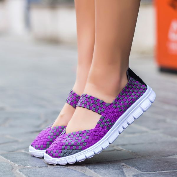 

flat shoes plus size women 2023 fashion elastic band weave shoes women comfort flat shoes women casual zapatos de mujer, Black