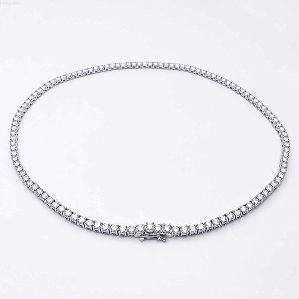 

2023 selling hip hop iced out jewelry 9k 10k 14k 18k real gold moissanite diamond tennis chain fine necklace, Silver