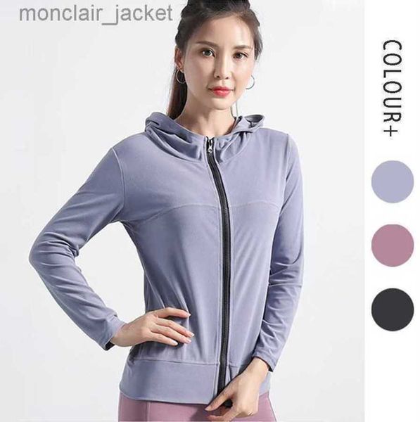 

designer women tanks wt01 autumn and winter women sports fitness running yoga blouse soft outdoor versatile sweater windbreaker coat lululem, Black;brown