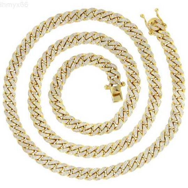 

custom 10k solid gold cuban link chain necklace vvs moissanite diamond ice out hip hop 14k real gold chain 9mm 10mm 11mm 12mm, Silver