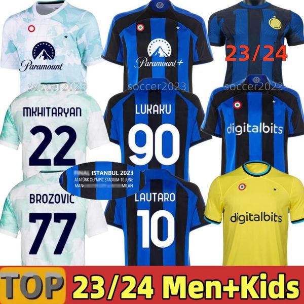 

23 24 lukaku soccer jerseys barella correa inters dzeko giroud ibrahimovic lautaro milans theo brahim uniforms men kids kits sets, Black;yellow