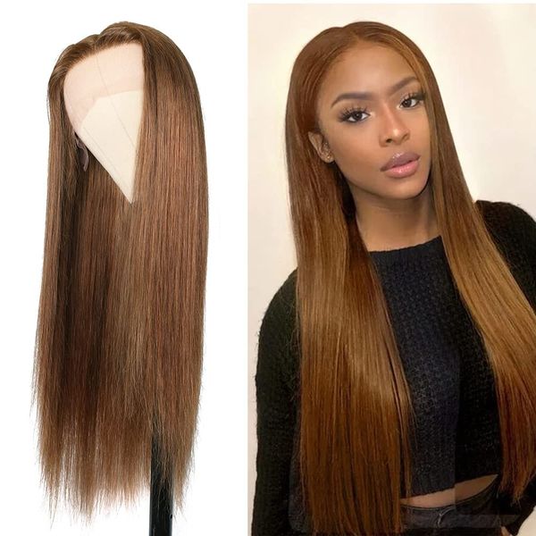 

brown human hair wigs transparent straight lace front wig for black women colored brown lace front wig brazilian remy, Black;brown