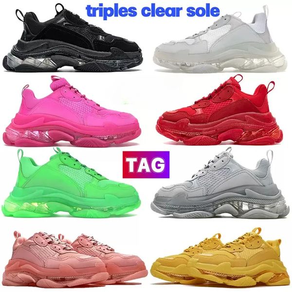 

casual shoes luxury casual shoes designer paris triple s fashion men's and women's retro clear soled leather b22 with box, Black