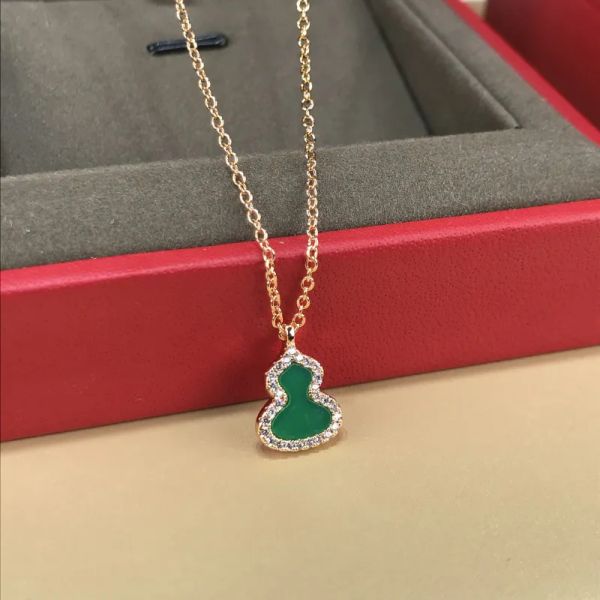 

designer jewelry diamond pendant necklace classic titanium steel diamonds bottle gourd pendant necklaces 18k gold plated women luck necklace, Silver