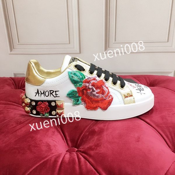 

women classics brand casual shoes leather lace-up sneaker running trainers letters shoes flat printed sneakers, Red;white