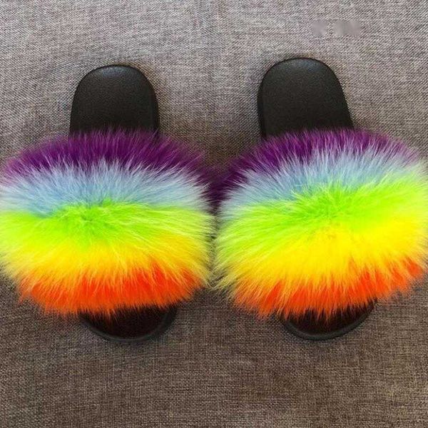 

sandals arrival women warm plush fur slippers ladies colorful attractive slides girl home fluffy soft flat shoes 230417, Black