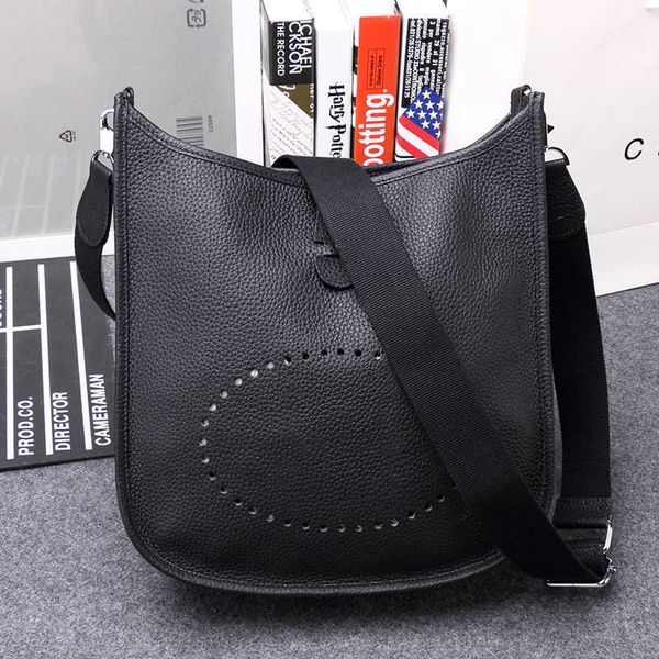 

designer hemrres bag evelynn women's bag 2023 new tote genuine leather vertical hollow evelyns casual crossbody m58o