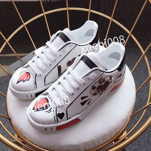 

2023new women mens classics brand casual shoes leather lace-up sneaker running trainers letters shoes flat printed sneakers, Red;white
