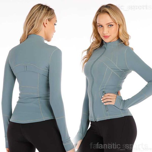 

define women jogging coat yoga thin gym jackets clothing high waist training activewear jacket long sleeve sports clothes full zip slim, White;red