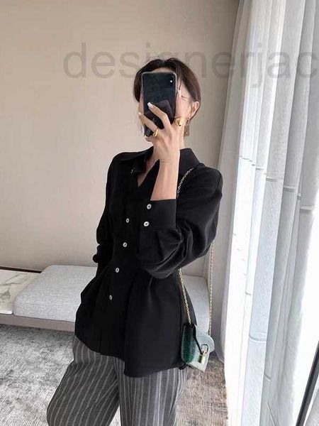 

women's blouses & shirts designer high-end women clothing draped feeling pleated back adjustable belt personalized irregular shirt z79q, White