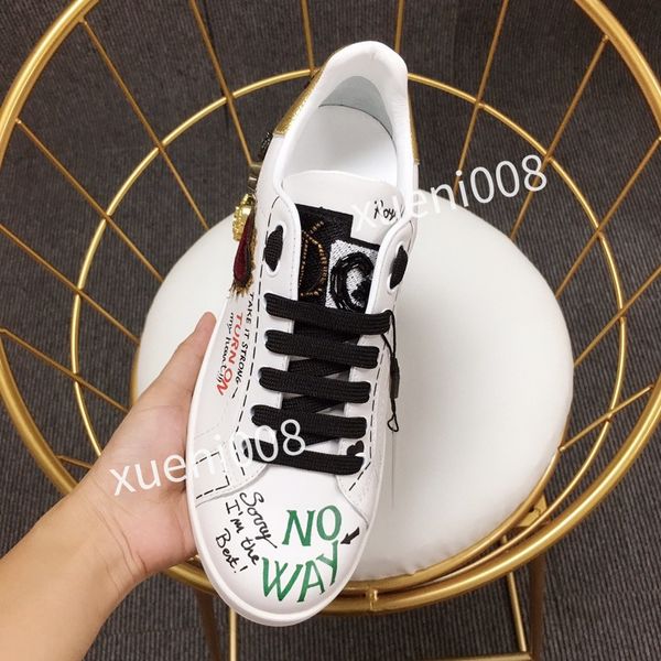 

women mens classics brand casual shoes leather lace-up sneaker running trainers letters shoes flat printed sneakers, Red;white