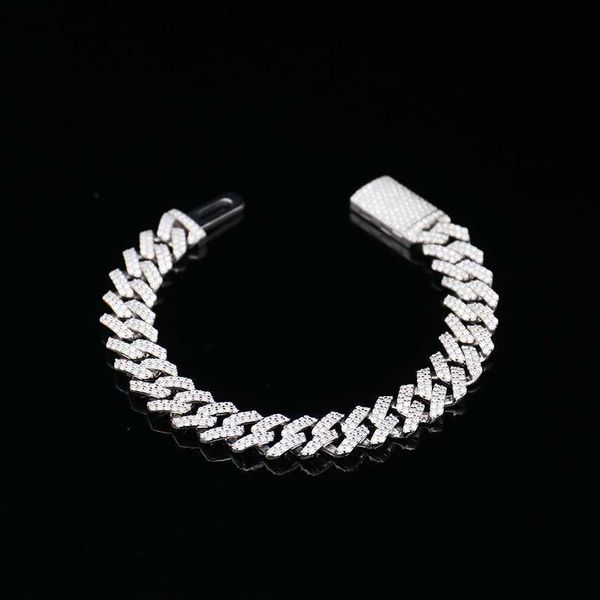 

factory price mens miami moissanite cuban link bracelet iced out 925 sterling silver hip hop jewelry customized