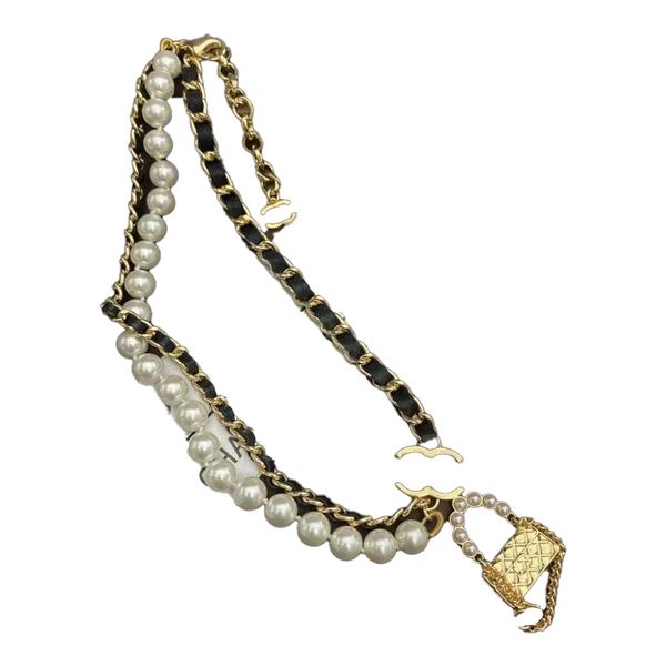 

fashion women luxury designer necklace copy choker chain leather letter pendants copper alloy statement jewelry accessories, Silver