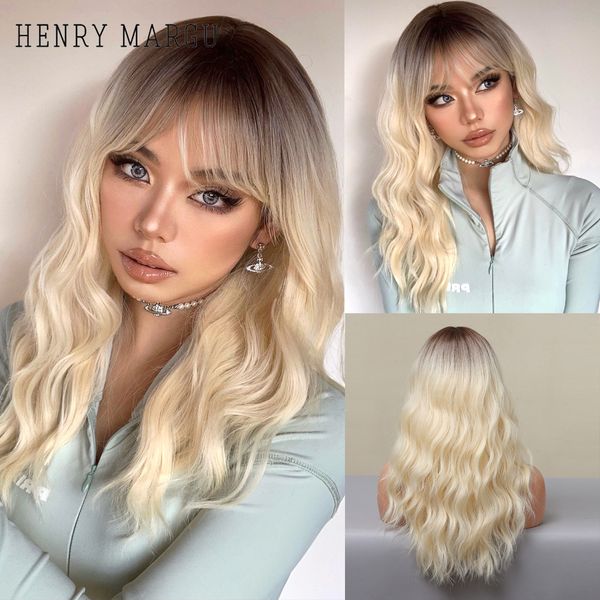 

long deep curly synthetic wigs with bangs ombre brown blonde cosplay party daily wigs for women heat resistant fiberfactory dir, Black