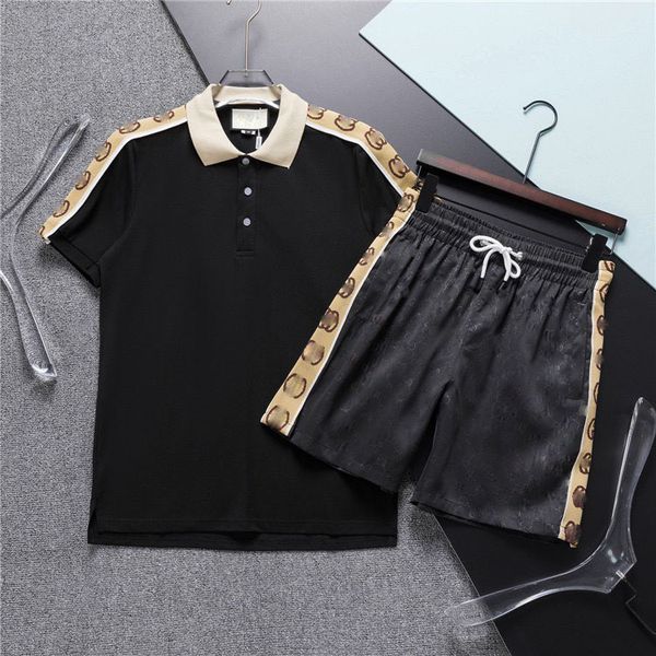 

summer tracksuits brand printing men's short sleeve suit fitness fashion leisure sports suit super cool sports black t-shirt shorts 2-p, Gray