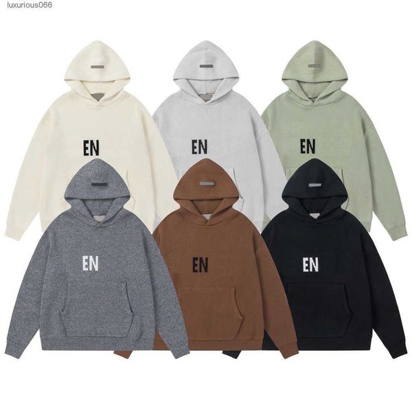 

designer hoodie men women knitting sweater ess winter oversize autumn silicon skateboard hoody graphic hoodies sweatshirt pullovers, Black