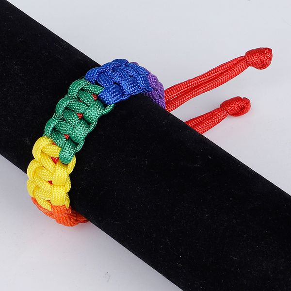 

handmade woven adjustable rainbow paracord bracelet for men women gift, Black