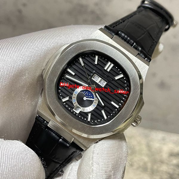 

luxury mens designer watches 40mm 5726 5726a sliver case black dial mechanical automatic movement leather strap luminous men's sport wr, Slivery;brown