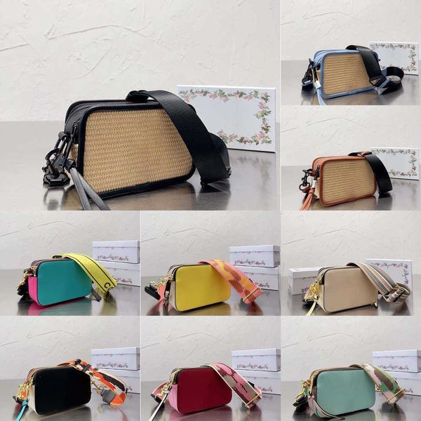 

snapsdesigner straw bag beach crossbody bag lady handbags fashion leather woven shoulder bags for women camera purse 230527