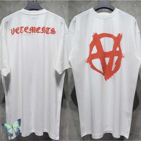 

wc4n 3d foam print vetements t shirt oversized hiphop embroidery back, White;black