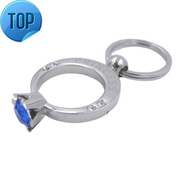 

selling quality alloy material different colors engraved diamond ring metal key chain, Silver