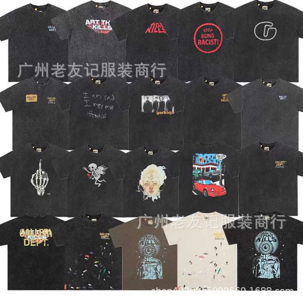 

wholesale designer t shirt for sale new g allery d ept washed old high street loose couple cotton short sleeve t shirt, White;black