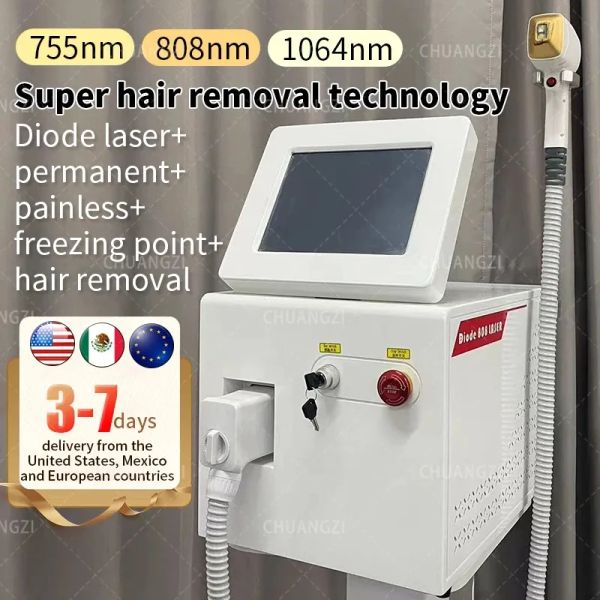 

3 wavelength rf portable painless 755 808nm 1064 2000w machine skin rejuvenation 808 diode machine hair removal for ce, Black