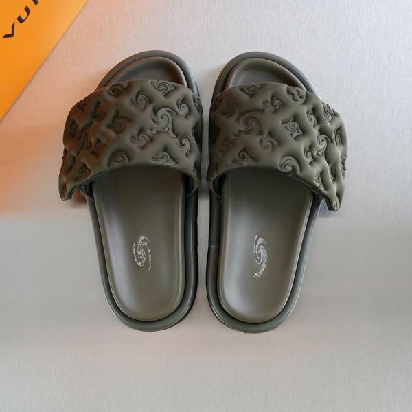 

designer slippers brand man slides black scuff flat sandals pool pillow mules sunset padded front strap mule women fashion slide size easy-t