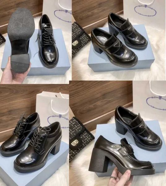 

with box prad p designer luxury casual shoes short boots ladies chocolate brushed leather shoes loafers monolith triangle black shoe xf