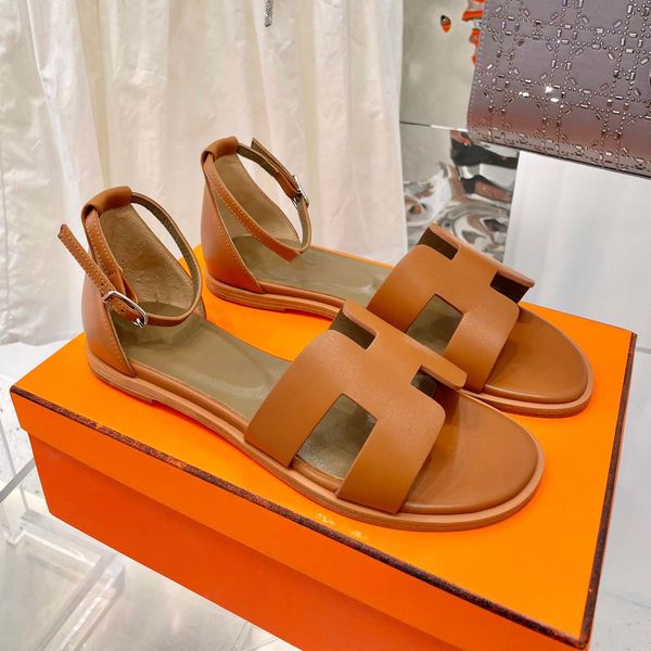 

designer santorini sandals calfskin epsom leather high heel classic legend sandal casual flat wedge heel shoes h women slippers summer beach, Black