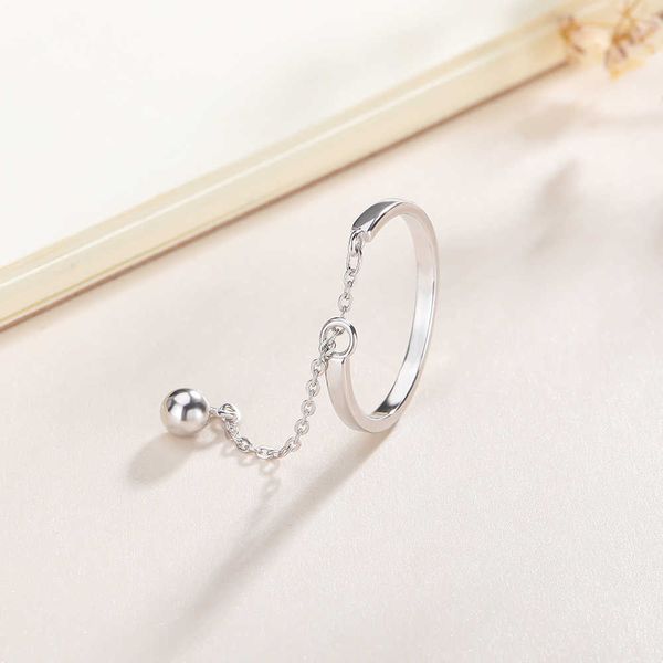 

personality design 925 sterling silver jewelry adjustable chain with bead thin ring for women